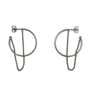 Silver Hoop and Chain Earrings - Small-Earrings-Fritz Heiring-Pistachios