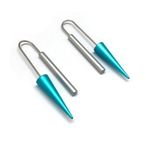 Silver and Blue Cone Earrings-Earrings-Reinhard Gremli-Pistachios