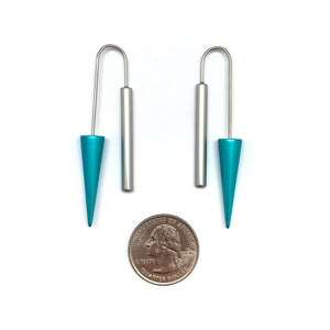 Silver and Blue Cone Earrings-Earrings-Reinhard Gremli-Pistachios