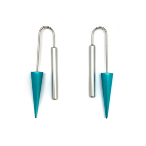 Silver and Blue Cone Earrings-Earrings-Reinhard Gremli-Pistachios