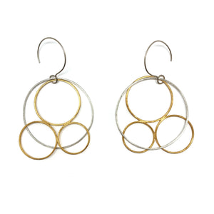 Silver and Gold Circle Earrings-Earrings-Veronika Majewska-Pistachios