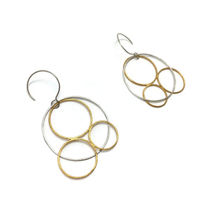 Silver and Gold Circle Earrings-Earrings-Veronika Majewska-Pistachios