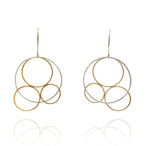 Silver and Gold Circle Earrings-Earrings-Veronika Majewska-Pistachios