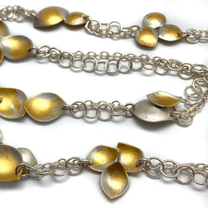 Silver and Gold Petal Necklace-Necklaces-Judith Neugebauer-Pistachios