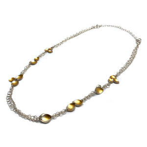 Silver and Gold Petal Necklace-Necklaces-Judith Neugebauer-Pistachios