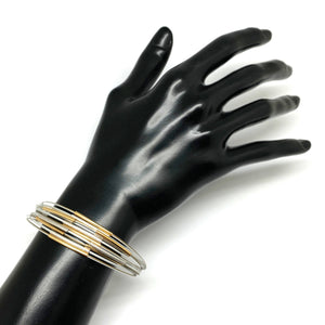 Silver and Gold Thin Bar Bracelet-Bracelets-Bernd Schmid-Pistachios