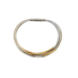 Silver and Gold Thin Bar Bracelet-Bracelets-Bernd Schmid-Pistachios