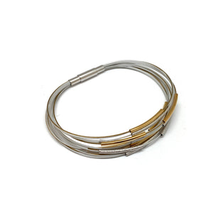 Silver and Gold Thin Bar Bracelet-Bracelets-Bernd Schmid-Pistachios