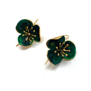 Small Emerald Flower Earrings-Earrings-Georgia Charal-Pistachios