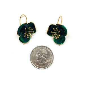 Small Emerald Flower Earrings-Earrings-Georgia Charal-Pistachios