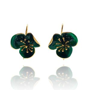 Small Emerald Flower Earrings-Earrings-Georgia Charal-Pistachios