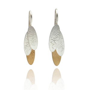 Small Reticulated Silver and Gold Triplet Earrings-Earrings-Anna Krol-Pistachios