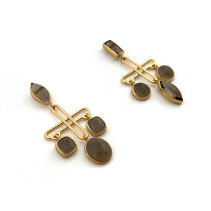 Smokey Quartz Plus Drop Earrings-Earrings-Emily Rogstad-Pistachios