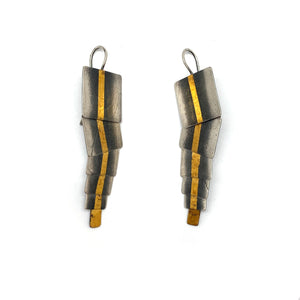 Square Stripe Sterling & Gold Earrings-Earrings-Austin Titus-Pistachios