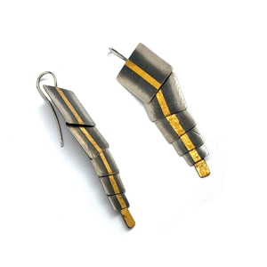 Square Stripe Sterling & Gold Earrings-Earrings-Austin Titus-Pistachios