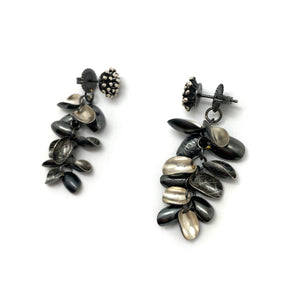 Starburst Studs with Short Silver Petal Jackets-Earrings-So Young Park-Pistachios