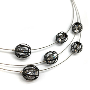 Steel and Crystal Necklace-Necklaces-Arek Wolski-Pistachios