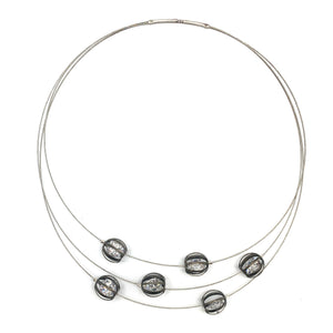 Steel and Crystal Necklace-Necklaces-Arek Wolski-Pistachios