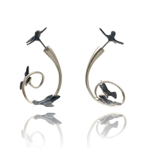 Sterling Silver Bird Jacket Earrings-Earrings-Lisa Cimino-Pistachios