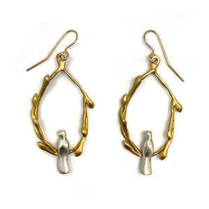 Sterling Silver and Gold Vermeil Bird Earrings-Earrings-Lisa Cimino-Pistachios