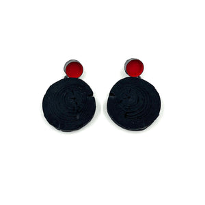 Susanne Elstner - Charcoal Circle Earrings-Earrings-Wearing Red: Ignite the Fire-Pistachios