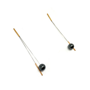 Swinging Gold And Hematite Sphere Earrings-Earrings-Yoko Takirai-Pistachios