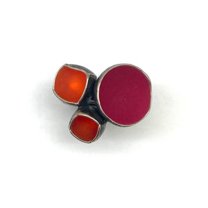 Tri-Circle Pink and Oxidized Silver Ring-Rings-Sabine Müller-Pistachios