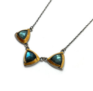 Triple Labradorite and 24k Gold Necklace-Necklaces-Austin Titus-Pistachios