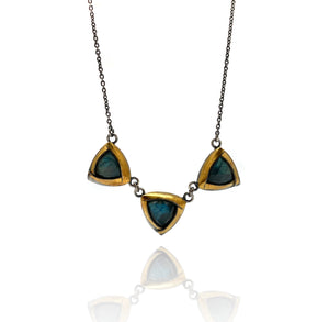 Triple Labradorite and 24k Gold Necklace-Necklaces-Austin Titus-Pistachios