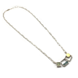 Triple Zircon and Prehnite Necklace-Necklaces-Ashka Dymel-Pistachios