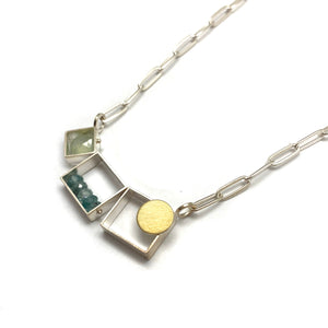 Triple Zircon and Prehnite Necklace-Necklaces-Ashka Dymel-Pistachios