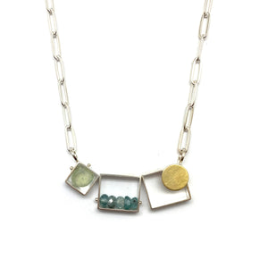 Triple Zircon and Prehnite Necklace-Necklaces-Ashka Dymel-Pistachios