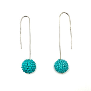 Turquoise Blue Bead Earrings-Earrings-Monica Nesseler-Pistachios