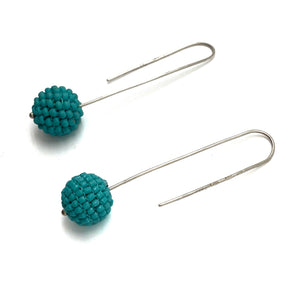 Turquoise Blue Bead Earrings-Earrings-Monica Nesseler-Pistachios