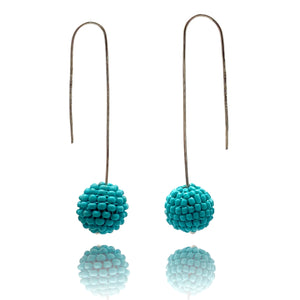 Turquoise Blue Bead Earrings-Earrings-Monica Nesseler-Pistachios