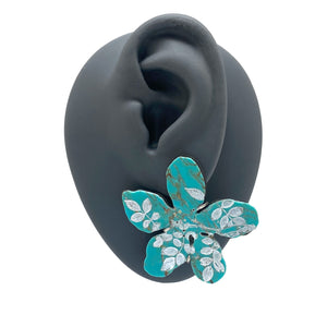 Turquoise Flower Earrings-Earrings-Kelly Jean Conroy-Pistachios