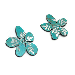 Turquoise Flower Earrings-Earrings-Kelly Jean Conroy-Pistachios