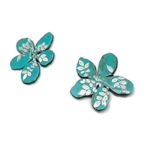 Turquoise Flower Earrings-Earrings-Kelly Jean Conroy-Pistachios