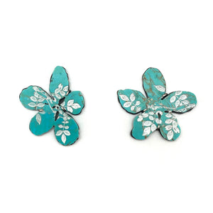 Turquoise Flower Earrings-Earrings-Kelly Jean Conroy-Pistachios