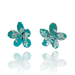 Turquoise Flower Earrings-Earrings-Kelly Jean Conroy-Pistachios