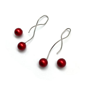 Twist Red Sphere Earrings-Earrings-Reinhard Gremli-Pistachios