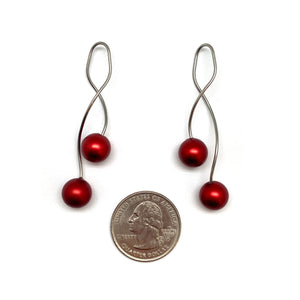 Twist Red Sphere Earrings-Earrings-Reinhard Gremli-Pistachios