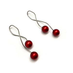 Twist Red Sphere Earrings-Earrings-Reinhard Gremli-Pistachios