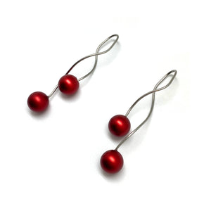 Twist Red Sphere Earrings-Earrings-Reinhard Gremli-Pistachios