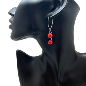 Twist Red Sphere Earrings-Earrings-Reinhard Gremli-Pistachios