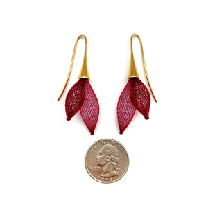 Two Tone Red Nylon Double Bulb Earrings-Earrings-Dorine Decayeux-Pistachios