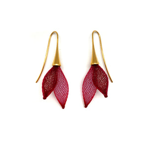 Two Tone Red Nylon Double Bulb Earrings-Earrings-Dorine Decayeux-Pistachios