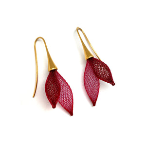 Two Tone Red Nylon Double Bulb Earrings-Earrings-Dorine Decayeux-Pistachios