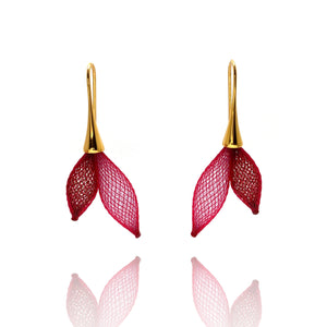 Two Tone Red Nylon Double Bulb Earrings-Earrings-Dorine Decayeux-Pistachios