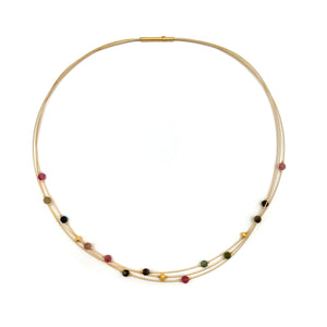 Watermelon Tourmaline and Gold Petite Collar Necklace-Necklaces-Bernd Wolf-Pistachios